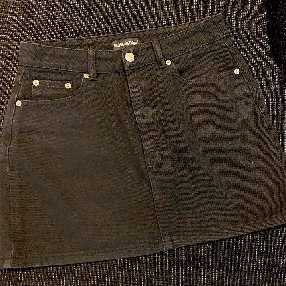 Black Mini Skirt - Momokrom Jean Miniskirt
